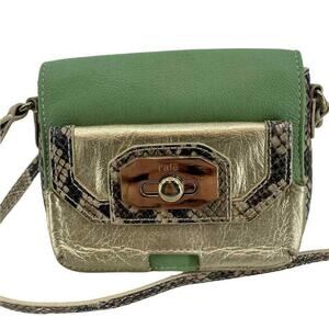 Rafe Purse Leather Snakeskin Crossbody Monique Mint Green Metalic Strap Pockets